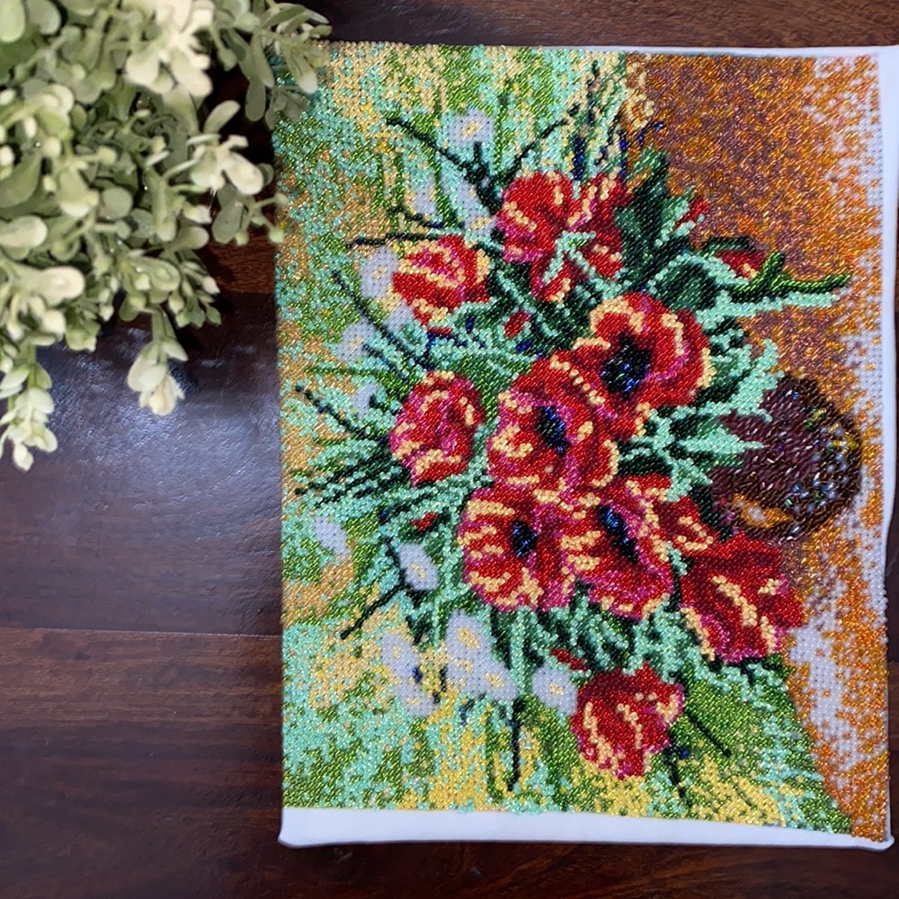 Multi Colour Hand Embroidered Beaded painting - Picture 3 of 5